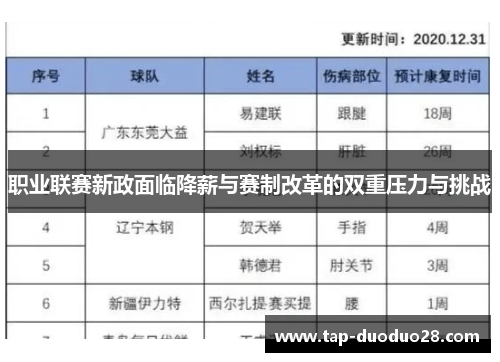 职业联赛新政面临降薪与赛制改革的双重压力与挑战