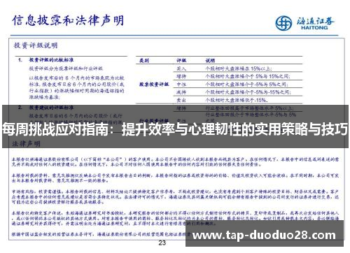 每周挑战应对指南:提升效率与心理韧性的实用策略与技巧 每周挑战应对指南:提升效率与心理韧性的实用策略与技巧